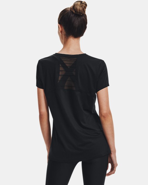 Women's HeatGear® Pintuck Short Sleeve, Black, pdpMainDesktop image number 1